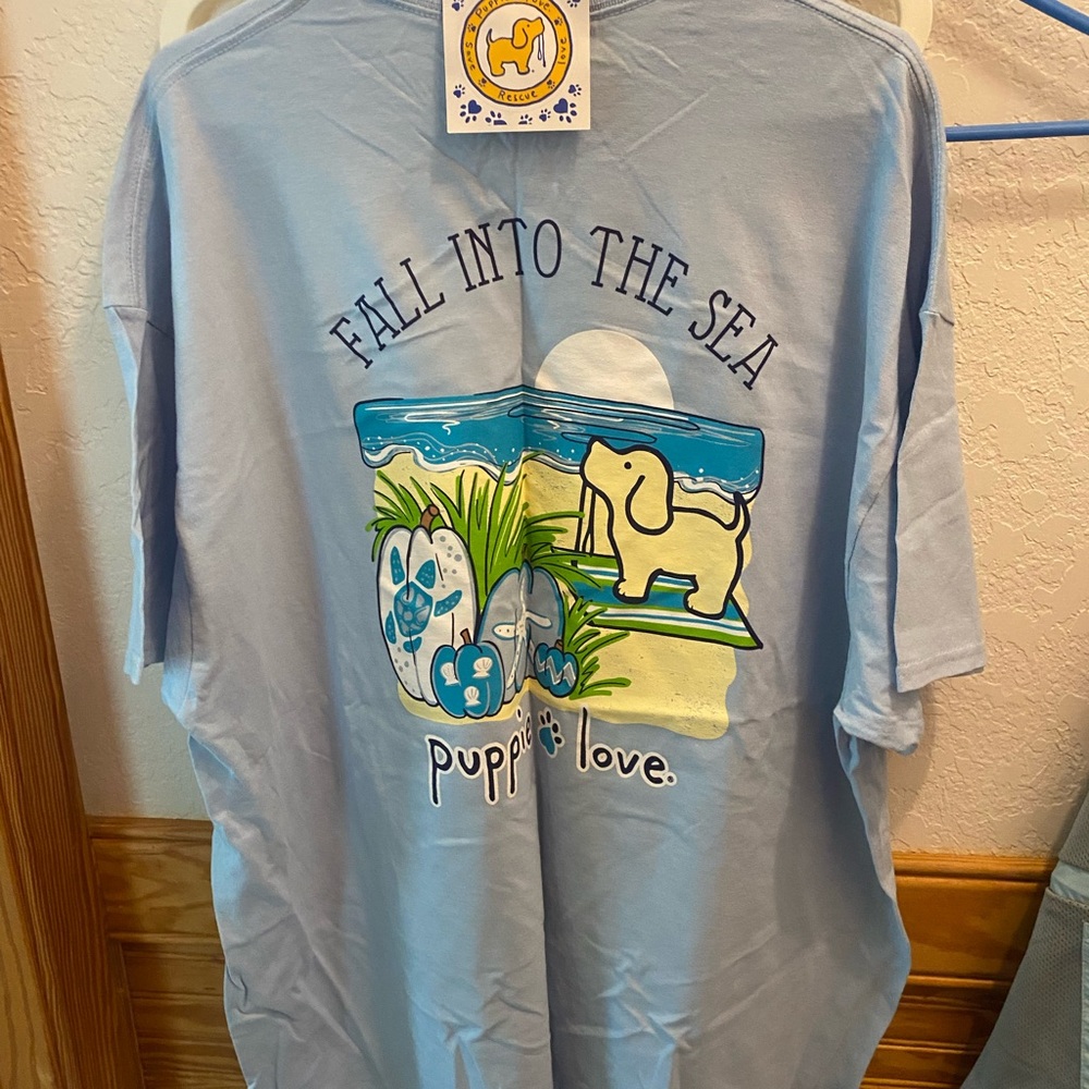 Puppie Love Light Blue Short Sleeve Tee XXL NWT